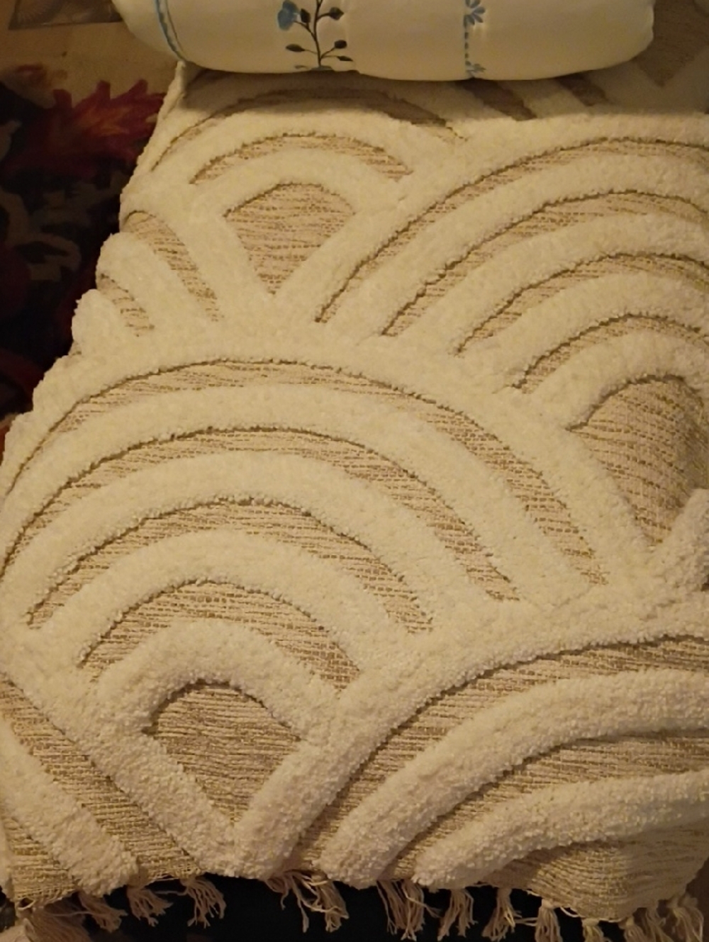 Cream Textured Arc-Pattern Bath Mat - Soft Absorbent Plush - Picture 5 of 11